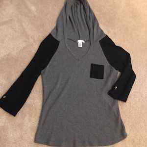 💕 CUTE HOODED BLACK AND GRAY TOP